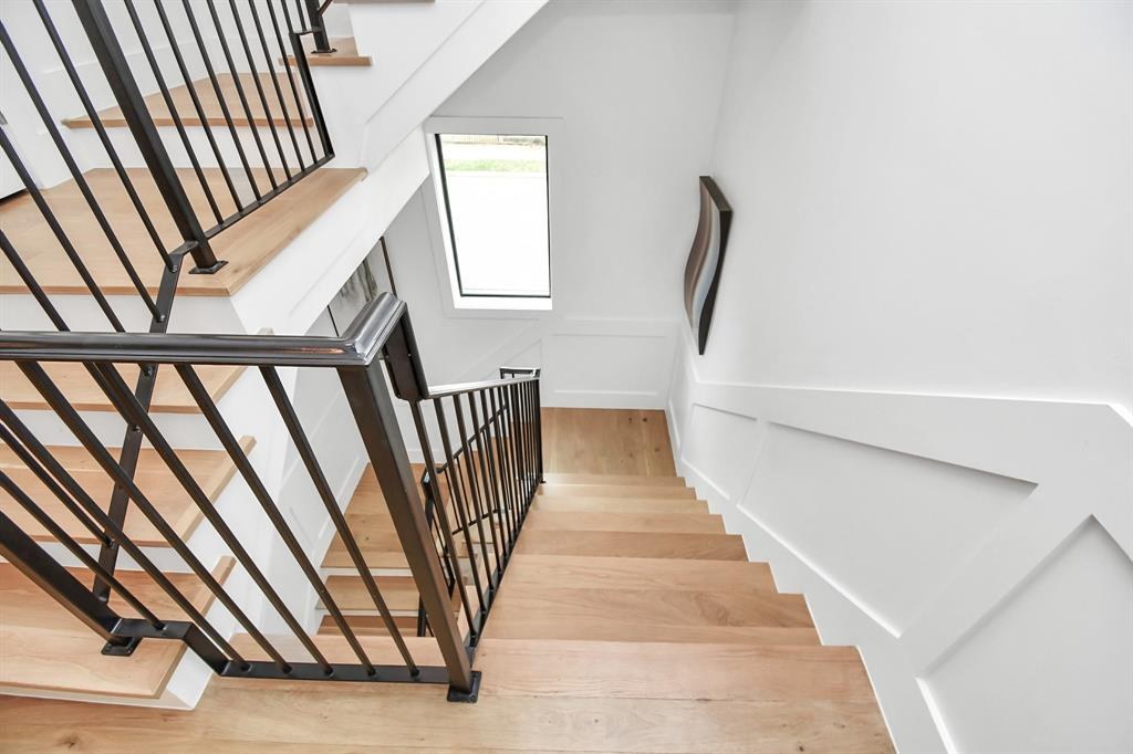 Staircase detail with iron railing