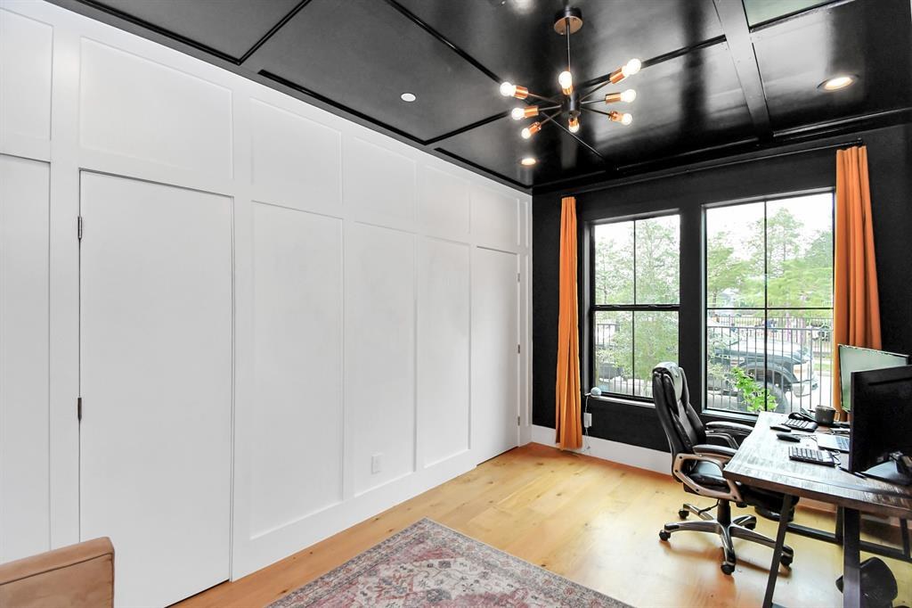 Study with black ceiling detail