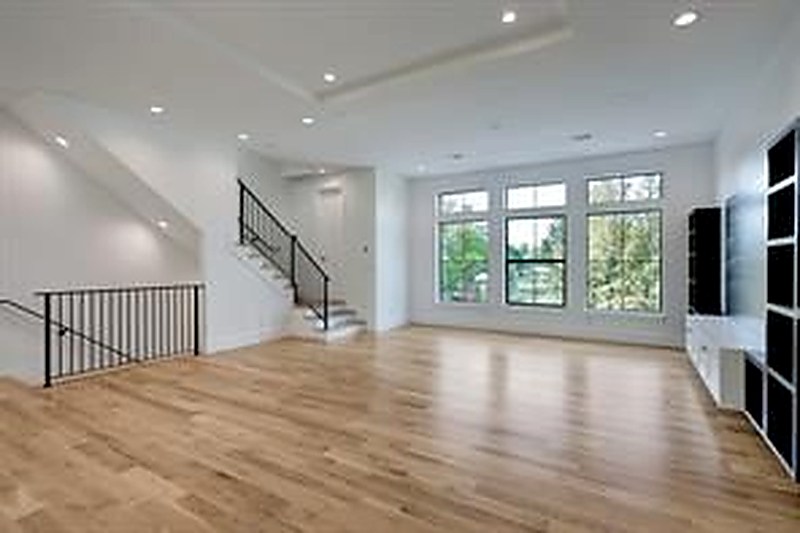 Open living area with staircase